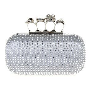 NWT silver knuckle clutch with rhinestones